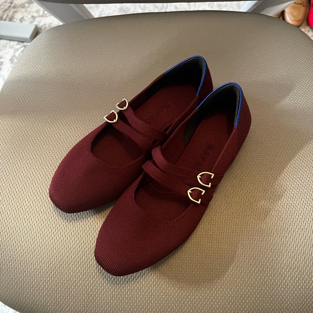Rothy’s Double Buckle Mary Jane’s - Burgundy